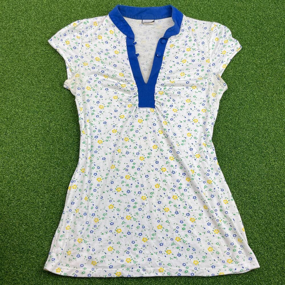 Vintage 90s Agaci-too Juniors Floral Cap Sleeve Top Sz L